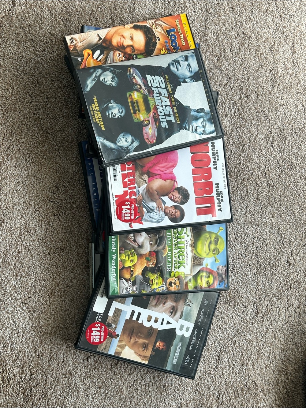 Lot of 14DVDsLot of DVDs: Fast Furious, Norbit, Shrek, Babel, Looney Tunes and +